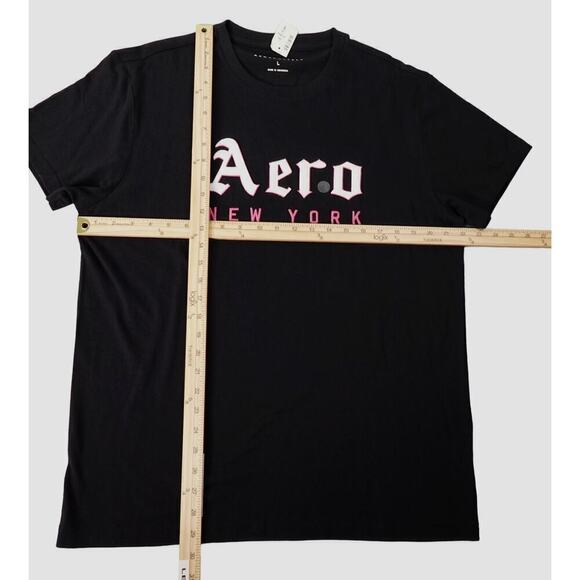2 Aeropostale NYC Aero New York Tee Mens Large Blue Black Embroidery Shirt - Picture 10 of 16